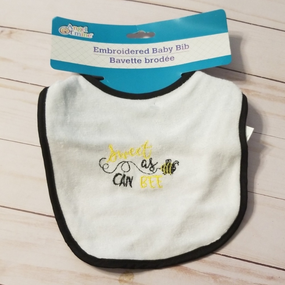 Angel of Mine white terry bib Sweet as can bee